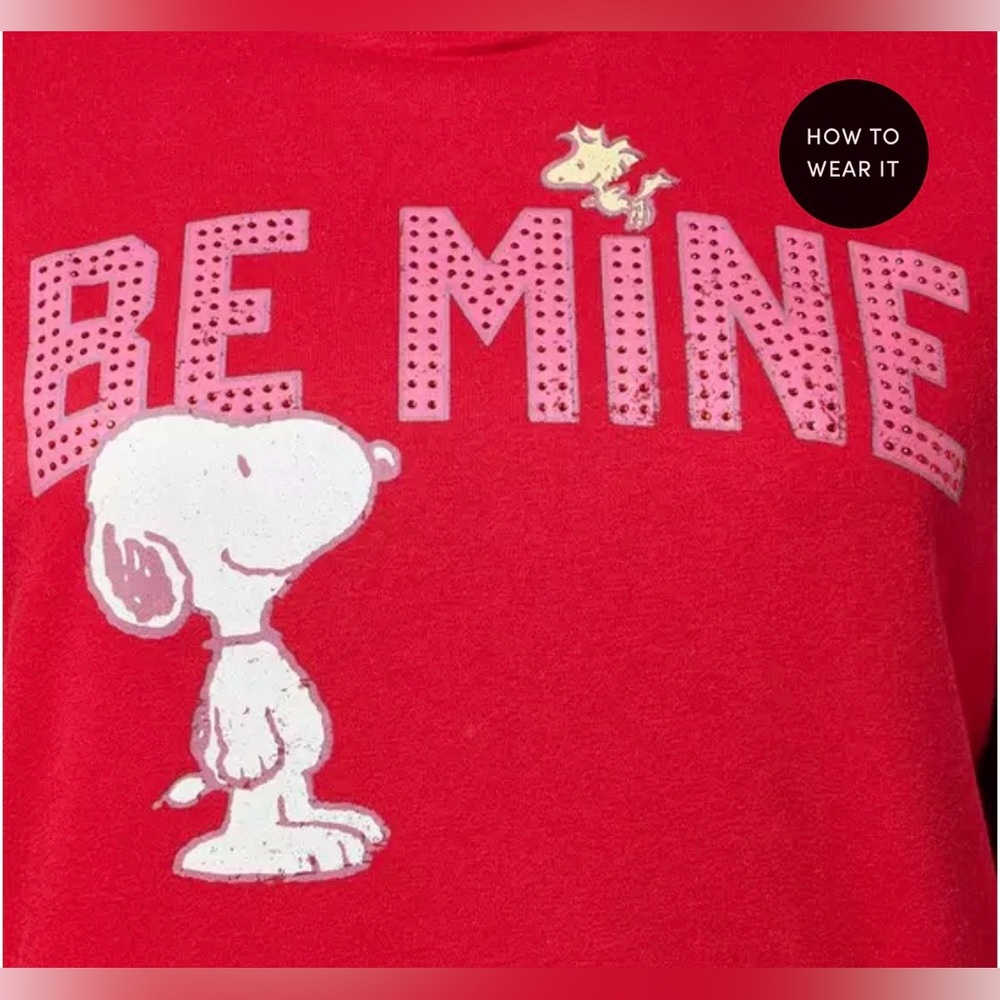 Peanuts Red Snoopy 'Be Mine' Hoodie Sweatshirt Women's size 4 - Picture 4 of 6